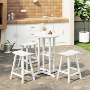 Westin Furniture Otto Outdoor Counter Height Bar Table and 3 Bar Stools, White