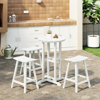 Westin Furniture Otto Outdoor Counter Height Bar Table and 3 Bar Stools, White