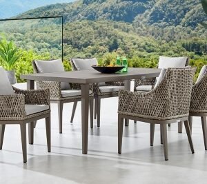 Armen Living Grenada Outdoor Dining Table and 6 Chairs, Gray
