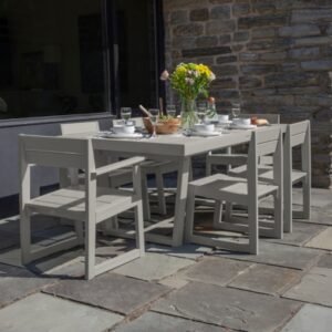 Bahia Verde Haven Outdoor Dining Table with 2 Armchairs and 4 Side Chairs, Cove Gray