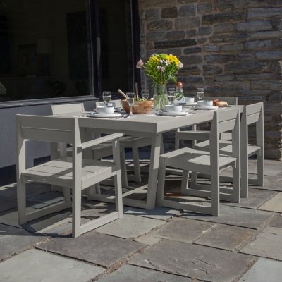 Bahia Verde Haven Outdoor Dining Table with 2 Armchairs and 4 Side Chairs, Cove Gray