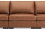 Calden 3-Piece Leather Modular Sectional Sofa, Caramel