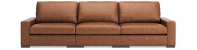 Calden 3-Piece Leather Modular Sectional Sofa, Caramel