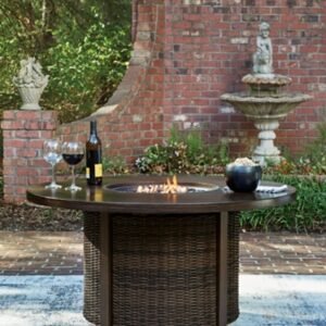 Drakes Beach Outdoor Fire Pit Table, Dark Brown