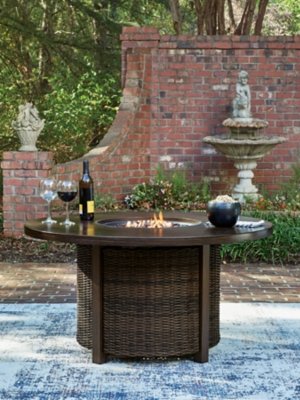 Drakes Beach Outdoor Fire Pit Table, Dark Brown