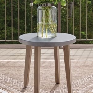 Francis Beach Outdoor End Table, Natural/Gray
