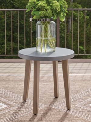 Francis Beach Outdoor End Table, Natural/Gray