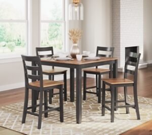 Gesthaven Counter Height Dining Table and 4 Bar Stools, Natural/Brown, Wood
