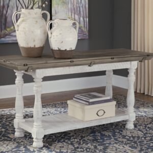 Havalance Flip Top Sofa/Console Table, Gray/White