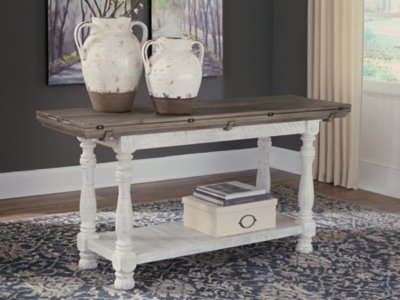 Havalance Flip Top Sofa/Console Table, Gray/White