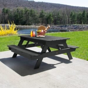 Highwood Hometown Outdoor Picnic Table, Black