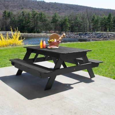 Highwood Hometown Outdoor Picnic Table, Black