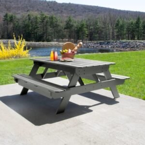Highwood Hometown Outdoor Picnic Table, Coastal Teak