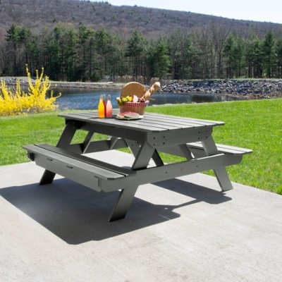 Highwood Hometown Outdoor Picnic Table, Coastal Teak
