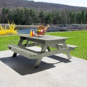 Highwood Hometown Outdoor Picnic Table, Eucalyptus