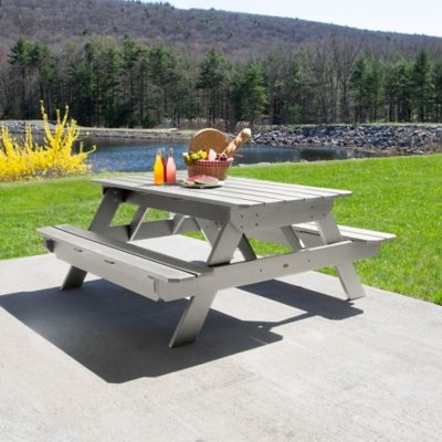 Highwood Hometown Outdoor Picnic Table, Harbor Gray