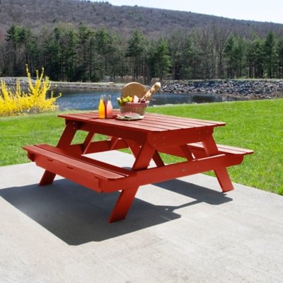 Highwood Hometown Outdoor Picnic Table, Rustic Red