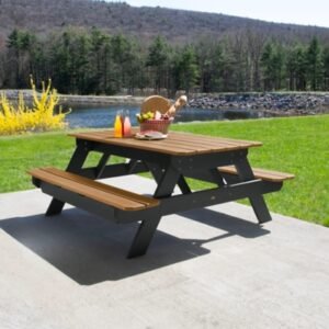 Highwood Hometown Outdoor Picnic Table, Saddle