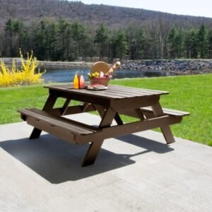 Highwood Hometown Outdoor Picnic Table, Weathered Acorn