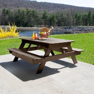 Highwood Hometown Outdoor Picnic Table, Weathered Acorn