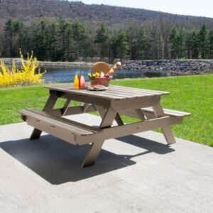Highwood Hometown Outdoor Picnic Table, Woodland Brown