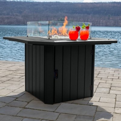 Highwood Oasis Outdoor Fire Pit Table, Black