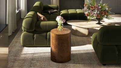 Jennifer Taylor Home Nebula Accent Pillar Side Table, Medium Brown Walnut