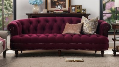 Jennifer Taylor home La Rosa Chesterfield Sofa, Burgundy