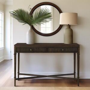 Martha Stewart Kenna Fluted 2 drawer Console Table, Brown