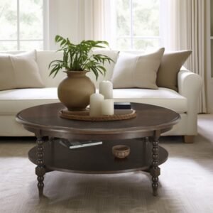 Martha Stewart Philippe Coffee Table with Shelf, Brown