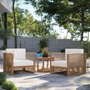 Modway Carlsbad Outdoor Side Table and 2 Armchairs, Natural White