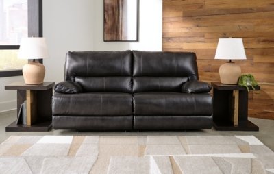 Mountainous Dual Power Leather Reclining Sofa Leather, Eclipse