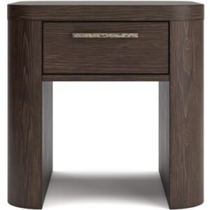 Neo Curved Square End Table, Rich Brown