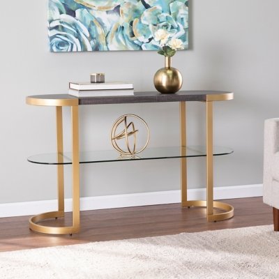 SEI Otsento Console Table, Ebony/Gold