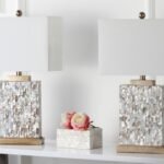 Safavieh Rectangular Table Lamp (Set of 2), Ivory Shell