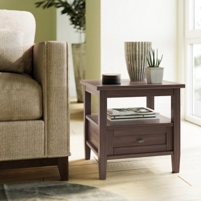 Shaker Rustic End Table, Walnut Brown