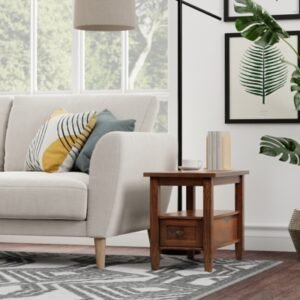 Simpli Home Warm Shaker Narrow Side Table, Distressed Charcoal Brown