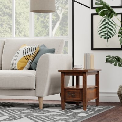 Simpli Home Warm Shaker Narrow Side Table, Distressed Charcoal Brown