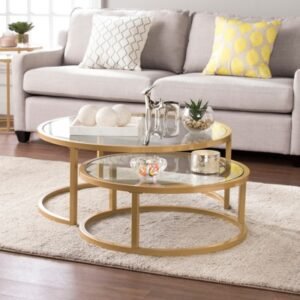 Southern Enterprises Furniture Nesting Cocktail Tables, Gold