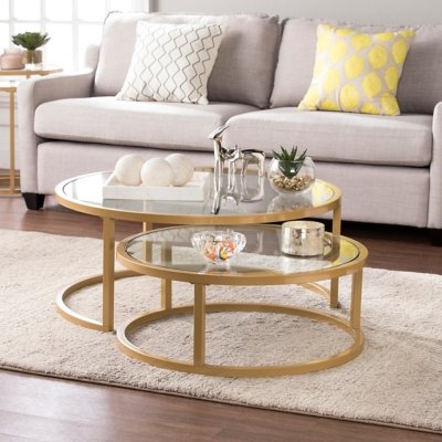 Southern Enterprises Furniture Nesting Cocktail Tables, Gold