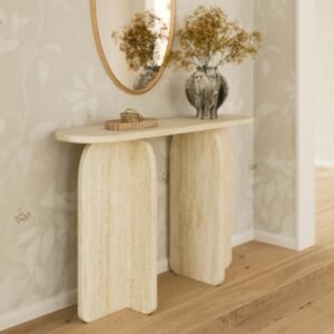 TOV Furniture Clementine Console Table, Travertine