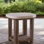 Angel Island Outdoor End Table, Beige/Brown