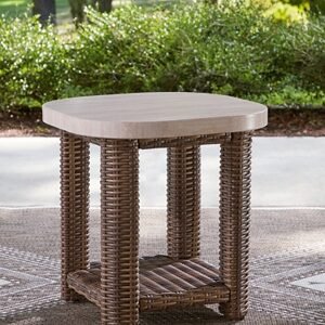 Angel Island Outdoor End Table, Beige/Brown