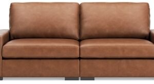 Ashley Luxe Calden Leather Modular 2-Piece Sectional Sofa, Caramel