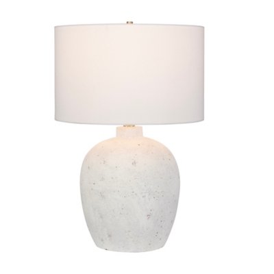 Ashley Luxe Distressed Porcelain Urn Table Lamp, White