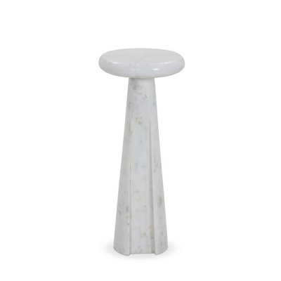 Ashley Luxe Natural Marble Tapered Accent Table, White Marble