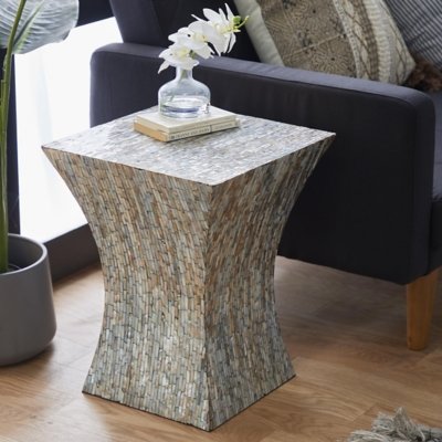Bayberry Lane Hourglass Side Table, Gray
