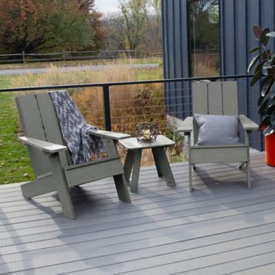 Highwood Italica Outdoor Side Table and Adirondack Chair (Set of 2), Coastal Teak