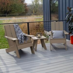 Highwood Italica Outdoor Side Table and Adirondack Chair (Set of 2), Woodland Brown