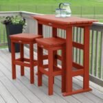 Highwood Lehigh Outdoor Bar Table and 2 Bar Stools, Rustic Red